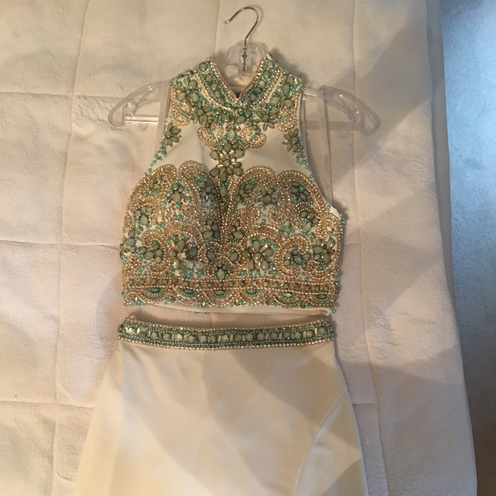 Two piece beaded Jovani skirt and top